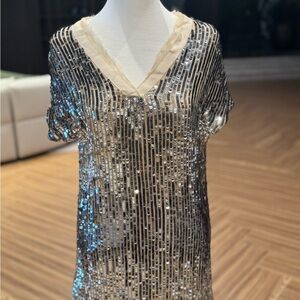 Haute Hippie Metallic Sequin V-Neck Blouse
